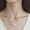 Pearl Necklace for 18K Gold White Freshwater Single 3 Pearl Pearl Gold [Tessalyn] Women, Plated, Necklace, Pendant, Simple, Popular,