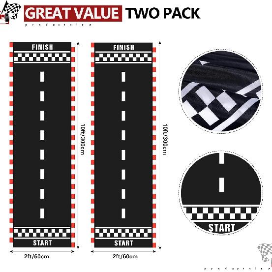 10 Feet Long Racetrack Floor Running Racer Party Decoration Mat Fold Race Tracks Decor Running Mat Drag Car Racer Party Supplies For Road Racing Car