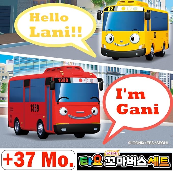 Tayo Origine Corea Modello-The Little Bus Tayo Special Friends Veicoli Set 4 Pezzi (Tayo Gani Lani Rogi)