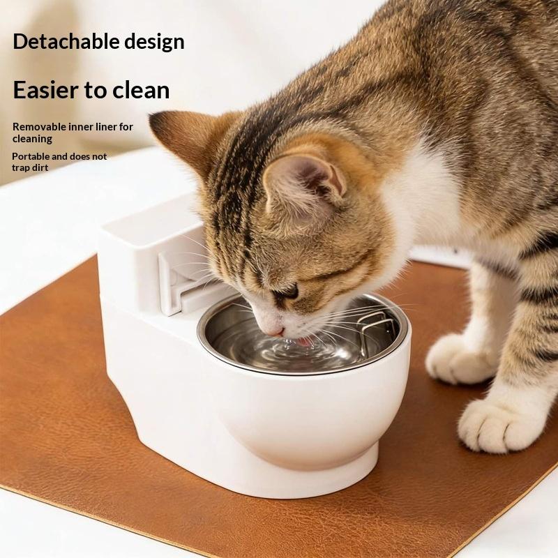 Distributeur d'eau pour animaux de compagnie Simulation amusante de cuvette de toilettes Distributeur d'eau Bol pour chat et chien Acier inoxydable amovible Bol d'eau pour animaux de compagnie Chat Chien
