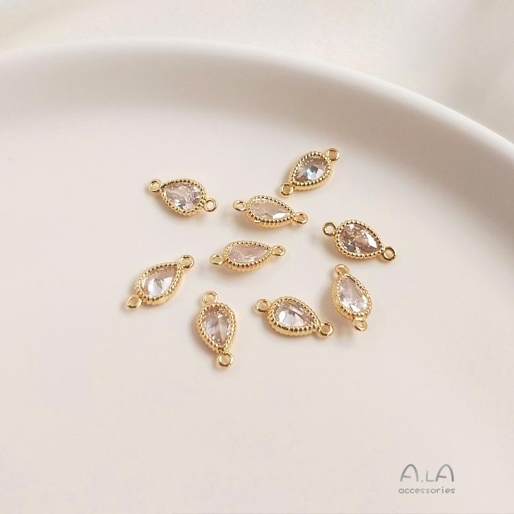 14K Gold-Plated Zircon Heart Teardrop Geometric Pendant