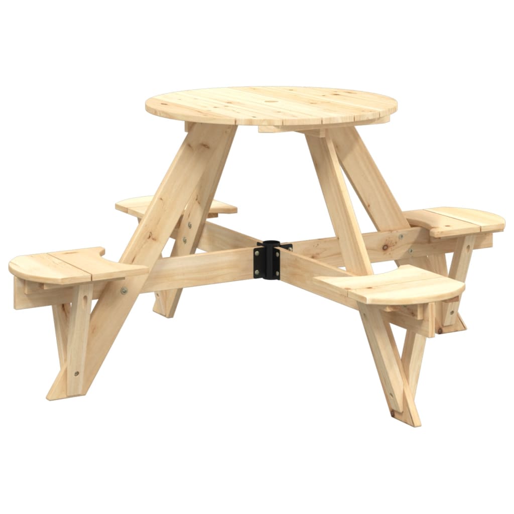 Vidaxl Picnic Table For 4 Children, Round, With Umbrella, Fir