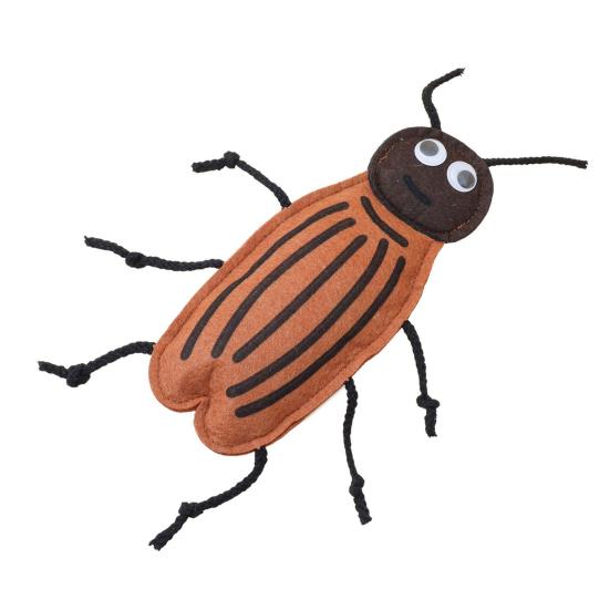 Plush Cockroach Cat Chew Toy Cat Self Play Interactive Catnip Toy Realistic Cockroach Shaped Felt Cat 12.5cm коричневый