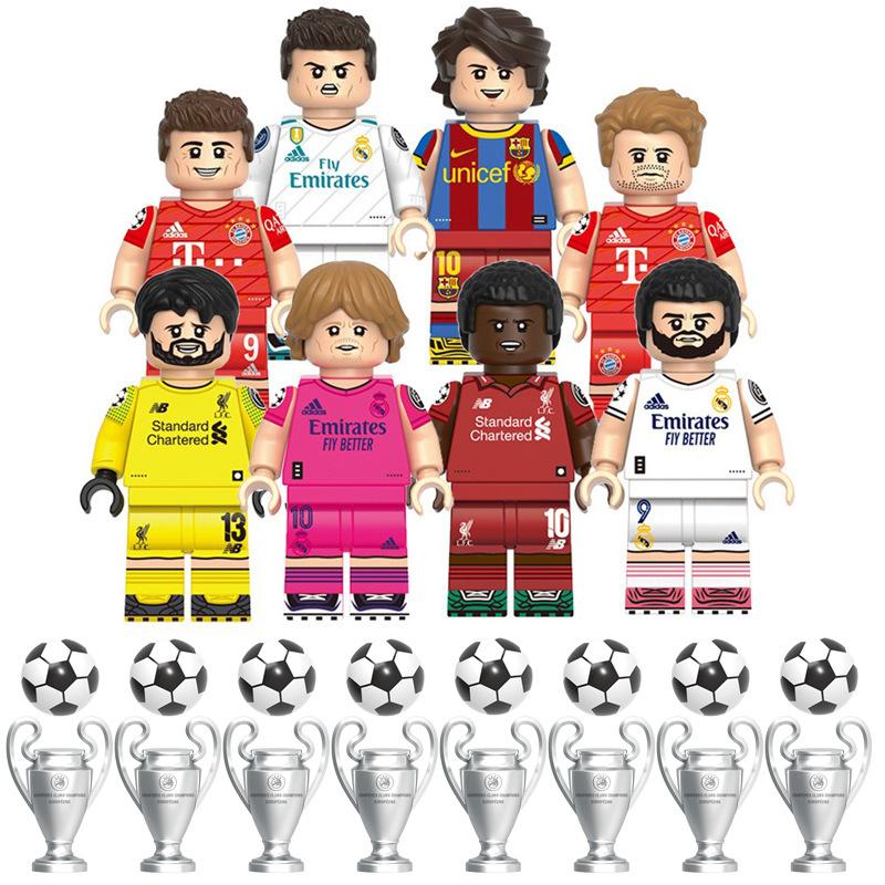 Building Blocks Soccer Player Athlete Minifigure Trophy Assembly Toy for Kids G0156