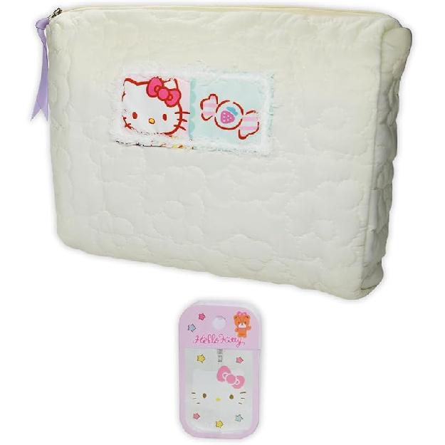 Kawaii White Dog Travel Cosmetic Bag & Plastic Spray Bottles, Large Cosmetic Pouch Makeup Bag with Zipper, Fabric Travel Toiletry Bag Makeup