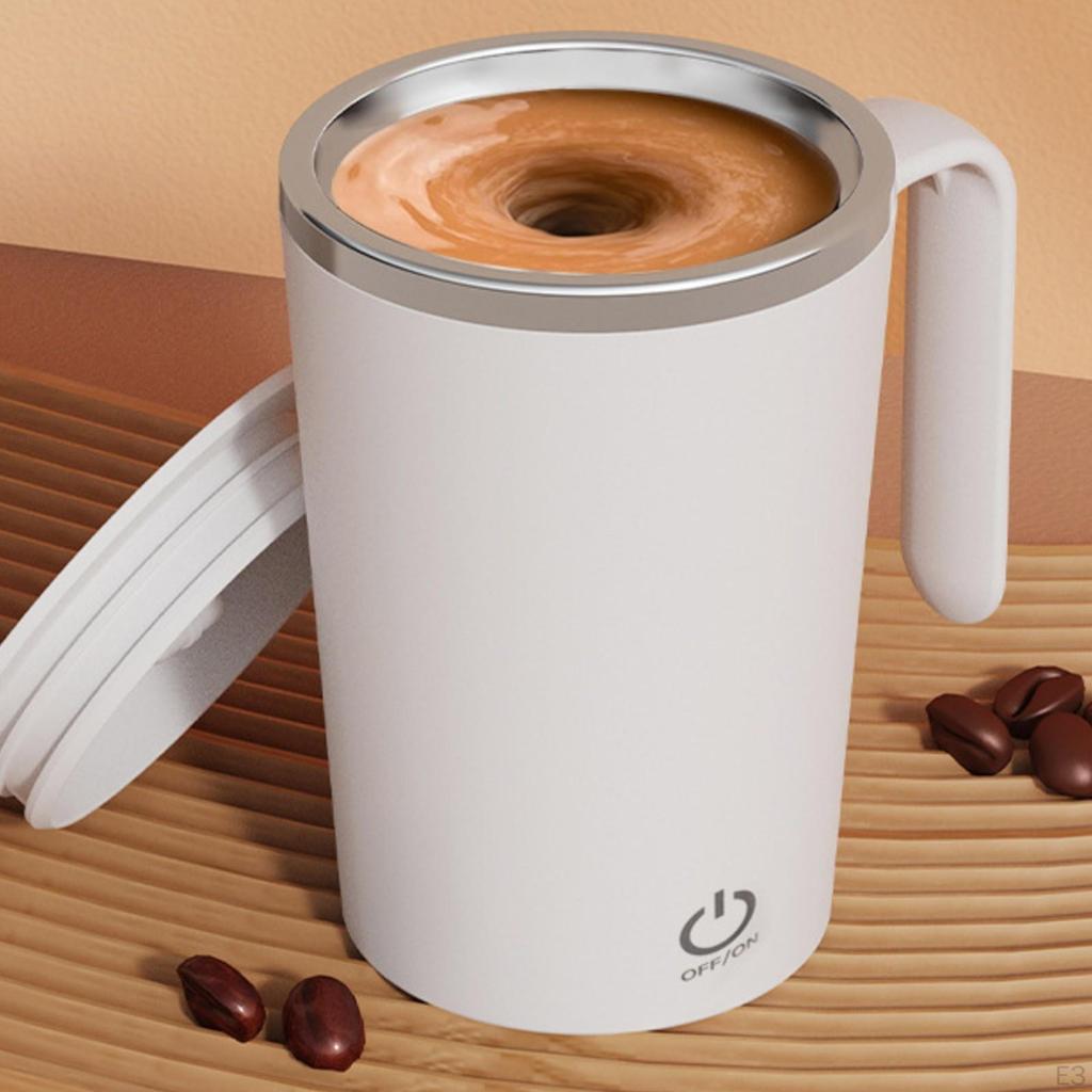 Automatic Stirring Coffee Mug with Lid | Built-in Handle for Easy Carrying, Self