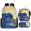 Stitch Kids Backpack Set 3-Piece Student School Bag Lunch Box Pencil Case Digital Print Gift Set for Children