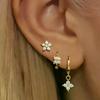 3PCS Fashion Cute Zircon Flower Ear Stud For Women Fashion 18K Gold Plated Star Ear Stud Earring Piercing Girl Set Jewelry Gift