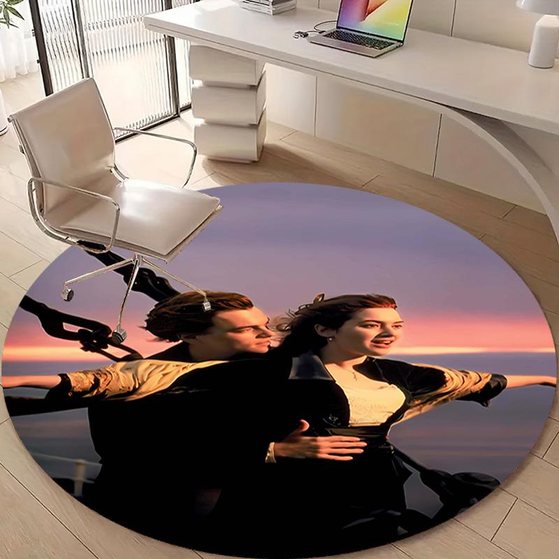 1pc Titanic1 Design Printed Area Round Carpet for Bedroom Living Room Home Decor Rugs Mat Non Slip Mat Rug for Bedside