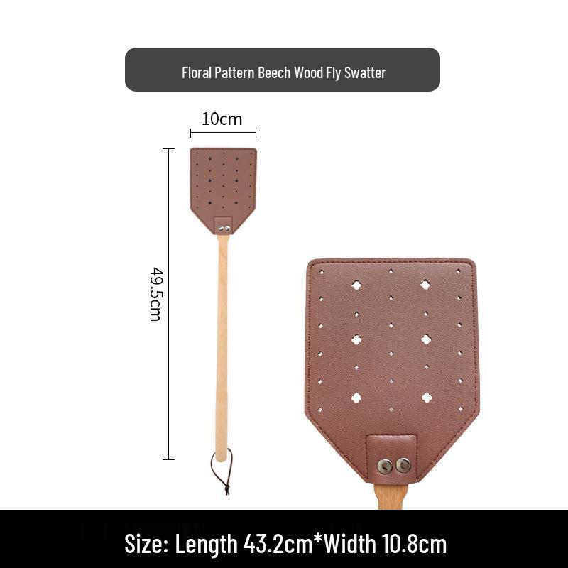 Solid Wood Fly Swatter with Extended Handle - Durable, Thickened, Manual Swatter for Mosquitoes and Flies.