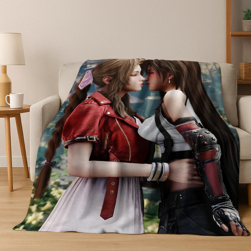 Cartoon Final Fantasy Sephiroth Cloud Tifa Game Flannel Blanket,Warm and Cozy Soft Throw Blanket for Home Bedroom Bed Sofa Kid