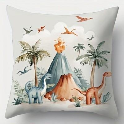 Dinosaur Volcano Jungle Scene Pillow Covers Pattern Cushion Cover Suitable For Sofa Bedroom Car Pillow Cover