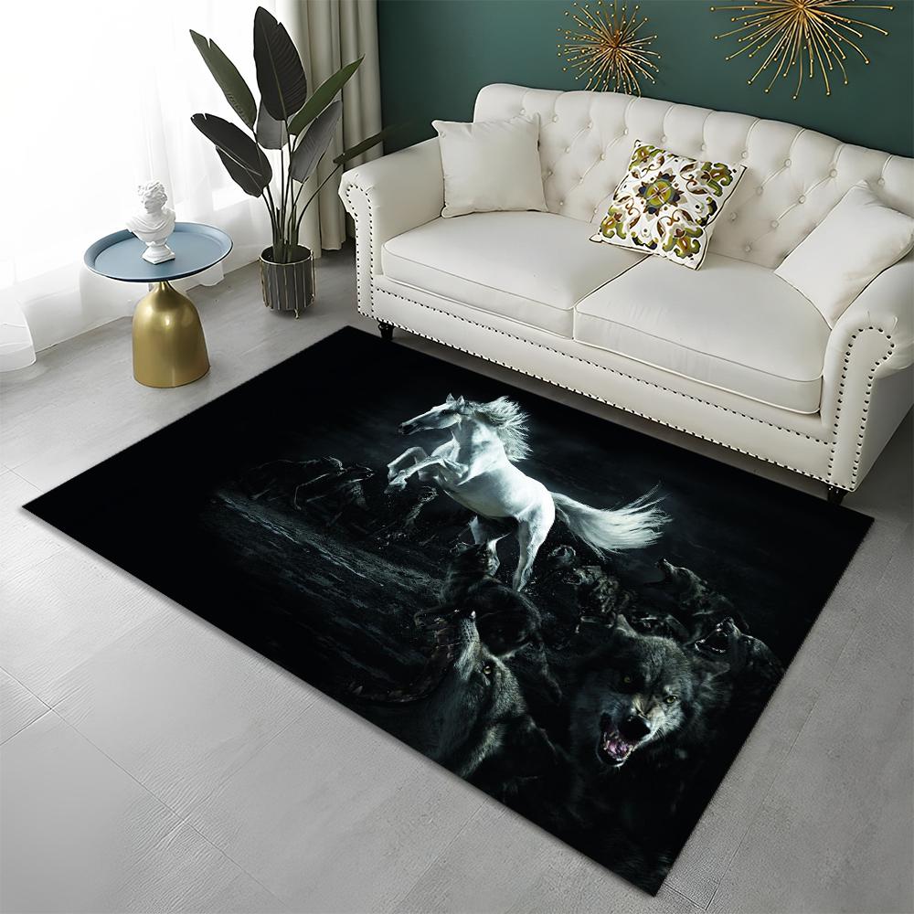 3D Animal Pentium Gallant Horse Steed Carpet Rug for Home Living Room Bedroom Sofa Doormat Decor,kid Area Rug Non-slip Floor Mat