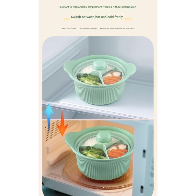 Large NonStick Microwave Steaming Pot with Handle and Lid Heat Resistant Silicone Steamer Dishwasher Safe Enduring