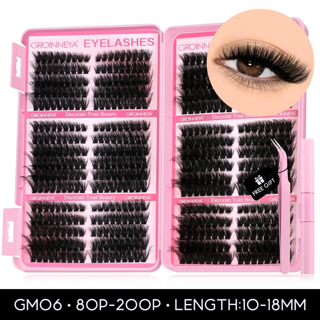Xiaomi GROINNEYA Lash Clusters Kit 640 Pcs D Curl DIY Eyelash Extensions with Waterproof & Reusable Clusters Long-Lasting Volume Lashes