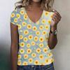 Women's Casual V Neck Short Sleeve Floral Print T Shirt Lightweight Summer Top Relaxed Fit Comfortable Fabric