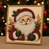 Sparkling 3D Painting Canvas DIY Christmas Faux Pearl Art Kit with Frame, Santa Winter Holiday Theme Craft Supplies Beads for Adults Beginner,