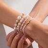 Artificial Pearl Beaded Bracelet With Geometric Oval Design For Womens Fashion Accessory