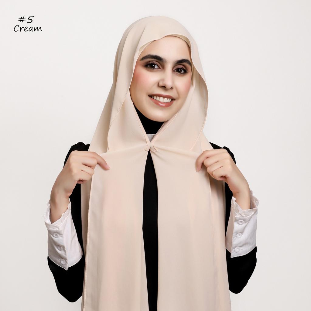 Premium Instant Medina Chiffon Hijab With Bulit-In Magnets Easy To Wear Scarf Shawl Headwrap With Undercap For Muslim Women