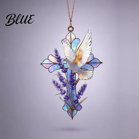 Indoor Outdoor Hanging Decor Acrylic Peace Pigeon Lavender Ornament Sun Catcher for Window Porch Garden Stained Glass Decoration with Sunlight