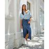 Summer Women's Denim Skirt Split Cowboy Skirt High Waisted A-line Skirt Mid-Length Skirt