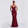 1011 European and American New Three-dimensional Embroidery Backless Cross Strap Long Dress Exquisite Flower Embroidery Banquet Dress