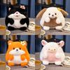 Cute Kitten Fox Puppy And Lamb Animal Plush Doll With Flower Decoration Gift For