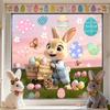 New Easter Flower Rabbit Sticker Self-Adhesive PVC Festival Party Sticker Waterproof Removable Wall Decal Wall Decoration