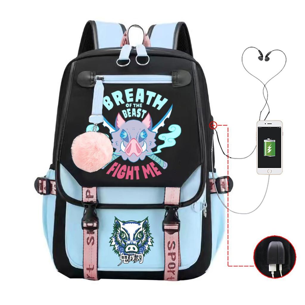 Ghost Extermination Surrounding Day Trend Backpack Large Capacity Student Schoolbag Multi-functional Leisure Outdoor Bag