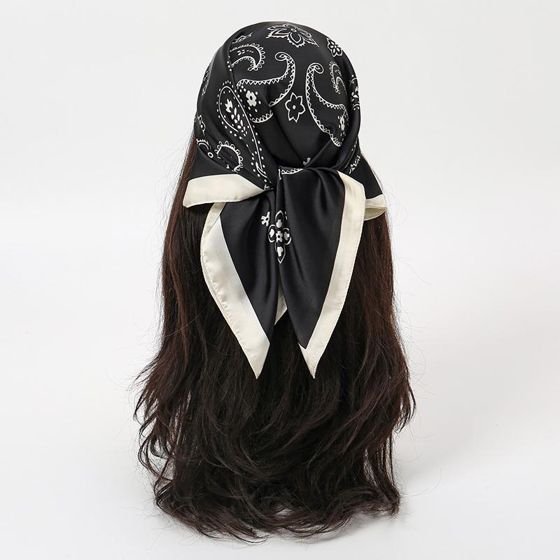 

Luxury Silk Feeling Square Scarf Women Paisley Satin Neckerchief Summer Hair Band Foulard Bandana Echarpe Tie Shawl Wraps 70X70CM