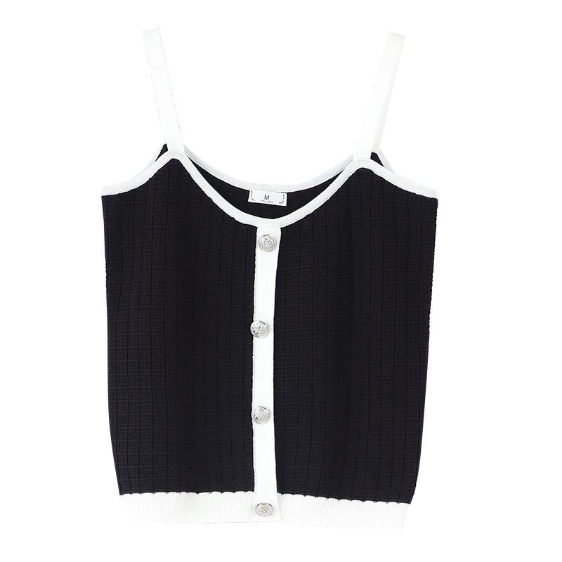 Spring Knit Korean Casual Patchwork Outerwear Camisole & Long Pants 3-Piece Plus Size Women's Set