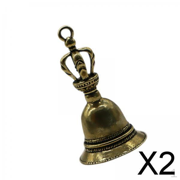 

2x Small Brass Hand Call Bell Hanging Decorative Wind Chimes