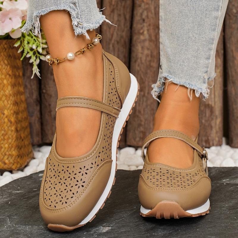 Damskie szerokie oddychające baleriny, wsuwane mokasyny z wycięciem, wygodne mokasyny dla kobiet