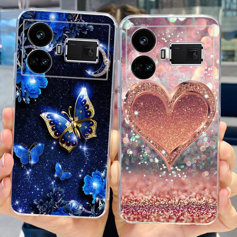 Pro Realme GT5 Pouzdro Průhledné Silikonové Měkký TPU Kryt Pro OPPO Realme GT 5 RealmeGT5 Pouzdra Květinové Mramorové Želé Nárazník Coques