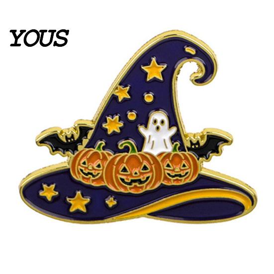 Unique Holiday Gifts for Friends Halloween Enamel Brooch Pin, Cartoon Ghost Witch Hat Black Cat Lapel Pins Spider Decorative Badge Jackets Backpacks