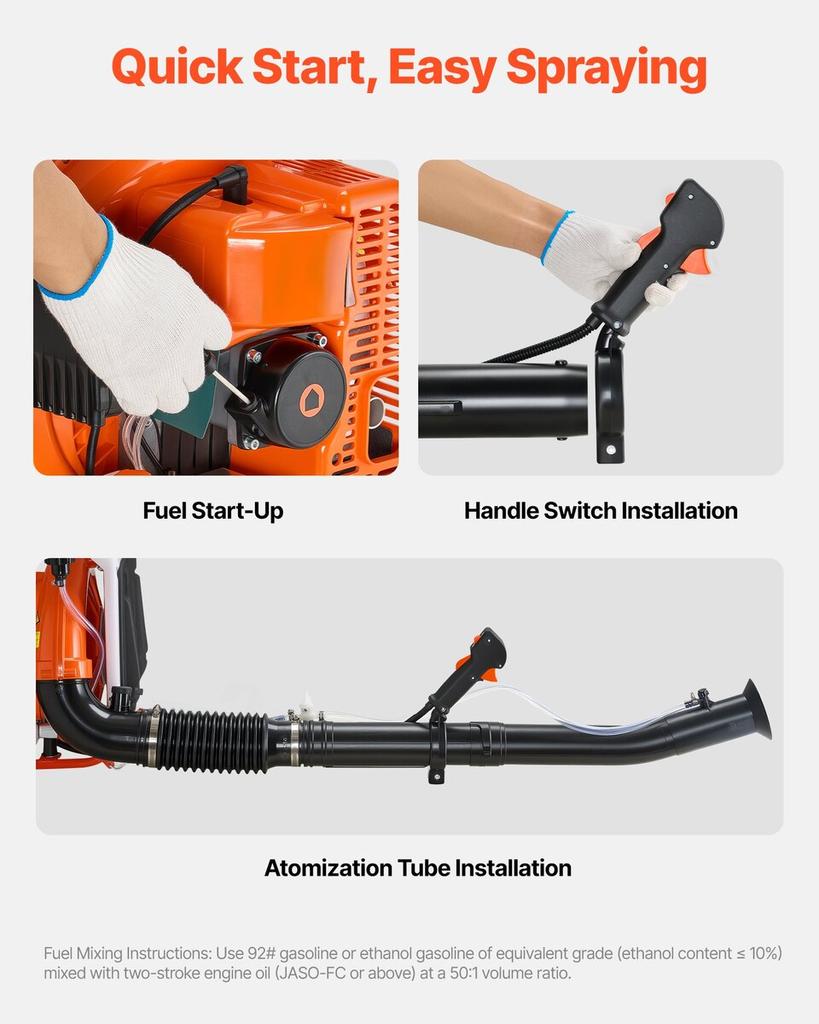 Backpack Fogger Sprayer, 63CC 3HP Engine, Gas Powered Fogger Sprayer with 16L Tank, Powder and Liquid Mister Duster System for Effective Fleas Ticks