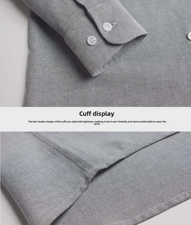 2024 Men's Slim Fit Long-Sleeve Oxford Shirt, Korean Style.