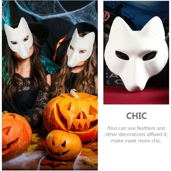 ARTIBETTER Halloween Costumes Fox Mask Halloween Fox Masks Blank Fox Masks Fox Costume Masks Halloween Blank Masks Female DIY Blank Kids Mask