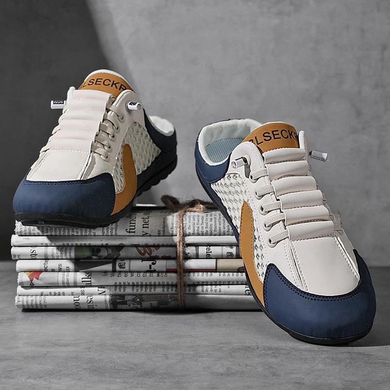 2025 Summer New Half Carrier Men's Shoes Soft Sole Casual Comfortable Sneakers Men's Slip-on Beanie Shoes Sneakers for Men