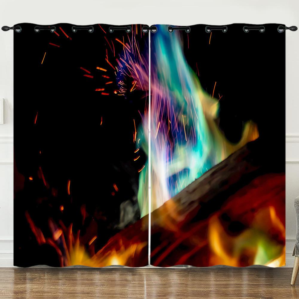 Vorhang Lagerfeuer 3D Digitaldruck Verdunkelungsvorhang Ösen