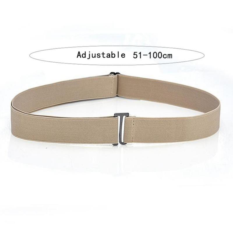 Women No Show Invisible Belt Elastic Stretch Waist Belt with Flat Buckle