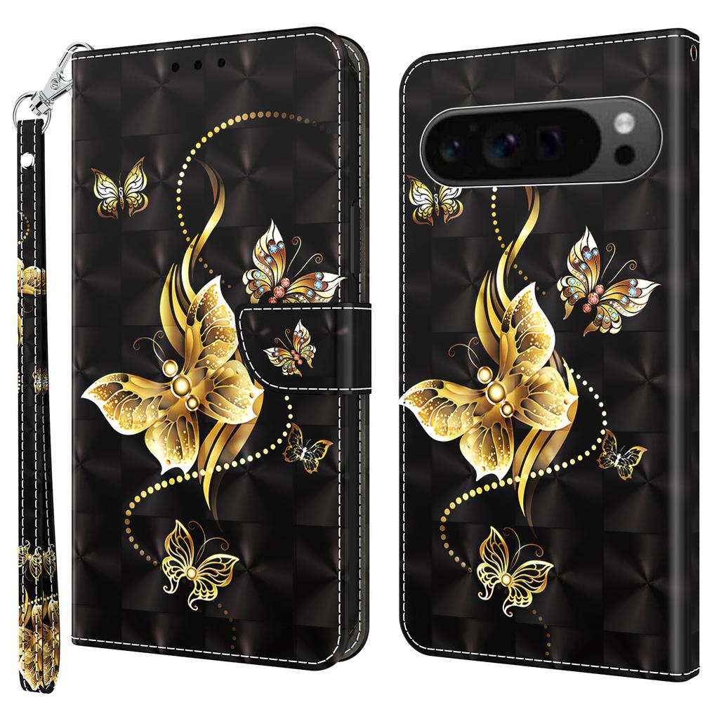 For Google Pixel 9/Pixel 9 Pro Case Pattern Printing Phone Leather Cover with Wallet Card Slots