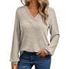 Women's Long Sleeve V-Neck T-Shirt Casual Basic Top for Everyday Wear