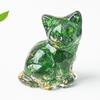 Natural Crystal Gravel Resin Sitting Turning Face Cat Figurine With Gold Foil Cute Desktop Decor For Home Office