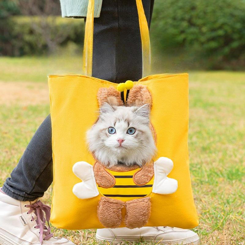 1Pcs Cute Canvas Cat Sling Bag with Head Hole Portable Pet Carrier for Small Medium Dogs Cat Supplies