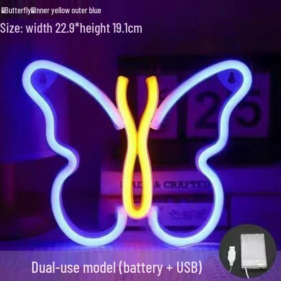 LED Neon Butterfly & Planet Wall Light - Decorative E-sports, Bar, and Photo Prop Night Light