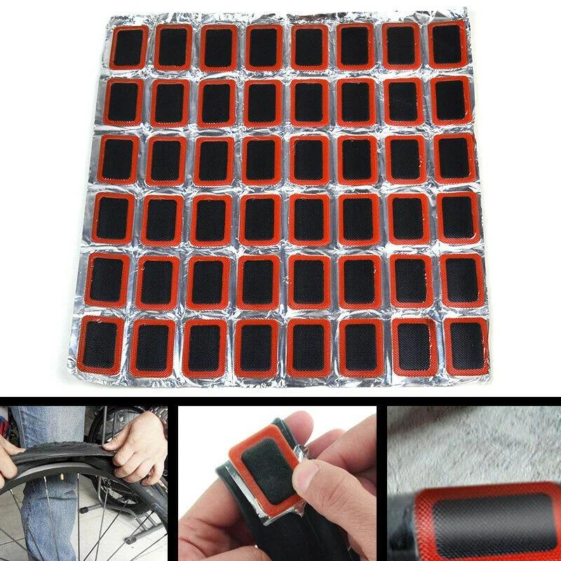 Tire Patch Rubber Bike Tyre Repair Pad Portable Tire Inner Tube Pad Round Square Type Car Bicycle Repair Tools Accessory 48pcs