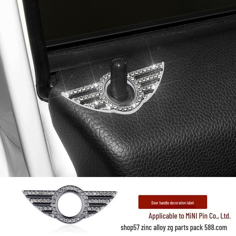 

Universal Car Mini Door Handle & Window Wing Diamond Sticker Set Mini Door Handle with Red Rhinestone (Single)