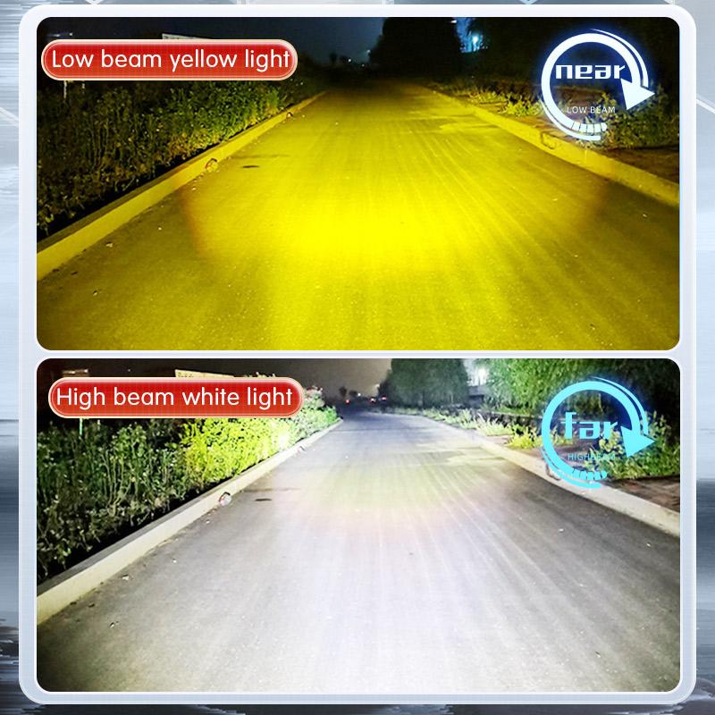 5-Linsen-Motorrad-LED-Scheinwerfer, zweifarbig, Fern-/Abblendlicht, Nebelscheinwerfer mit Lüfter für PKW, LKW, SUV, UTV, 12 V, 24 V, Mini-Linsen-Scheinwerfer, Fahrlichter