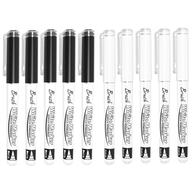 

10Pcs/set Straight liquid White Marker Paint Pens Brush Acrylic White Permanent Marker for Drawing Rock Painting Stone Ceramic